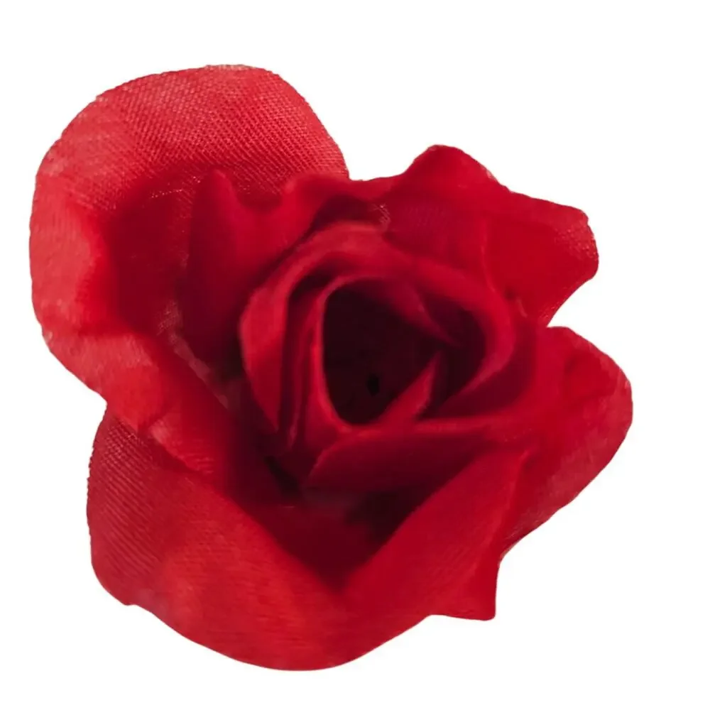 Red Artificial Silk Rose Picks Wired Stems Wedding Craft 1